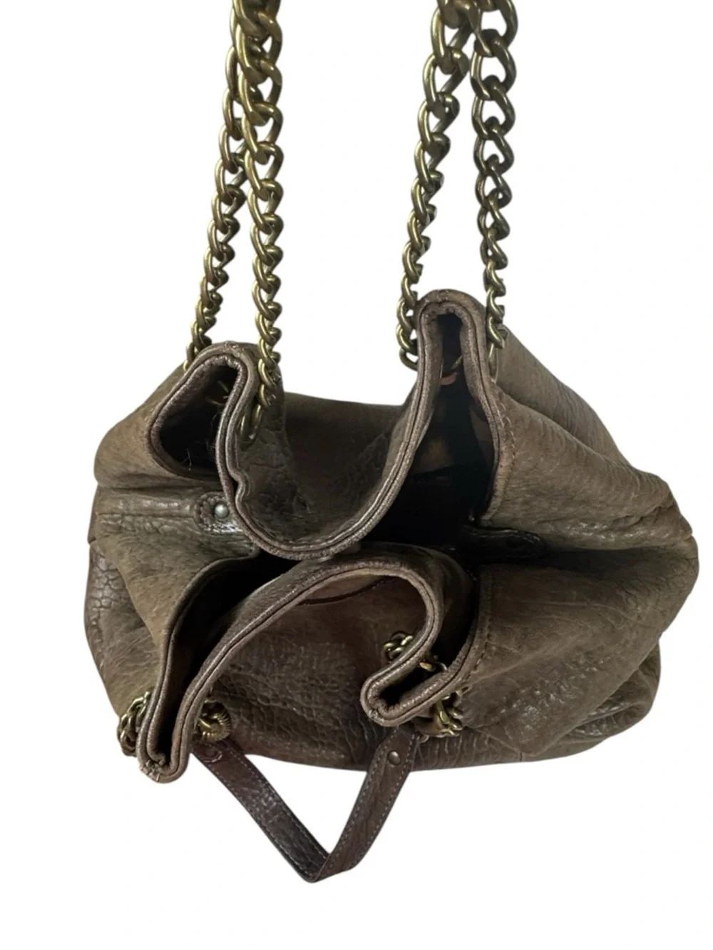 Abaco Paris Kabaco Taupe Brown Pebbled Leather Slouchy Hobo Shoulder Bag